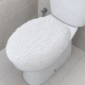 Shaggy Chenille Bathroom Toilet Lid Cover, Ultra Soft Plush Seat Covers, Fluf... - Picture 1 of 7