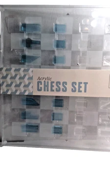 Skyline CHESS  Acrylic Set Clear and Blue - NEW - Image 1 of 4