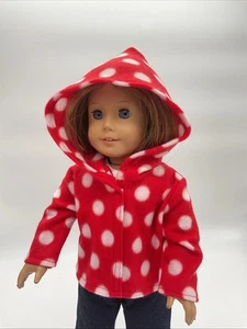 Chaqueta con capucha polar a lunares rojos 18" ropa para muñecas American Girl - Imagen 1 de 3
