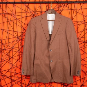 SUITSUPPLY HAVANA HLBrown Pure Linen Two Buttons Bellora Tessuti Blazer Size 46 - Picture 1 of 22