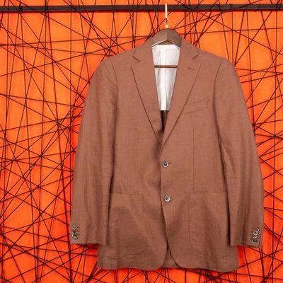 SUITSUPPLY HAVANA HLBrown Pure Linen Two Buttons Bellora Tessuti Blazer Size 46 - Image 1 of 4