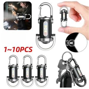Mini Torch Keyring USB Rechargeable LED Super Bright Torch Keychain Flashlight - Picture 1 of 44