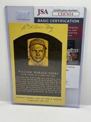 Bill Terry Autographed HOF Postcard - New York Giants - JSA COA - A - Image 1 of 2