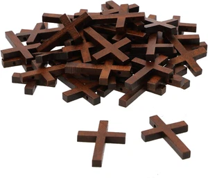 Natural Wood Cross Bulk 50Pcs Mini Wooden Cross Pendants Beads Charms Jewelry Fi - Picture 1 of 5