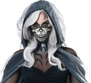 Skeleton Fabric Face Mask Skull Fancy Dress Up Halloween Adult Costume Accessory - Picture 1 of 1
