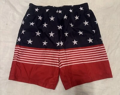 NEW Men's Open Trails Flag Swim Trunks Size XL NWOT Red White Blue Stars Stripe - Image 1 of 3