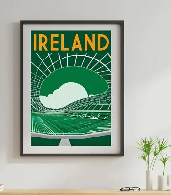 Aviva Stadium, Dublin Ireland, Retro art print poster - image 1 of 2