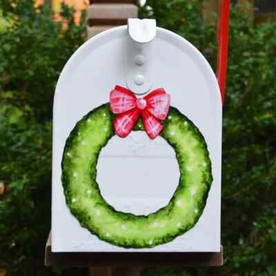 Imán de buzón (cubierta parcial) corona de Navidad magnética para puerta de buzón Foto 1 de 2