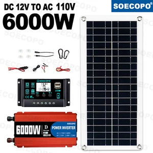 6000W 100A 110V Solar Panel Kit Complete Solar Power Generator Home Grid Syste - Picture 1 of 22