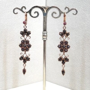 Jugendstil Granatschmuck Granat Ohrringe Retro Vintage Silber 925/- vergoldet - Bild 1 von 6