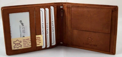 Geldbörse Portemonnaie Echt Leder Bifold Braun 12 Kartenfächer Geldbeutel Herren - Bild 1 von 3