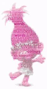 word art picture personalised gift present keepsake Trolls Poppy - Imagen 1 de 2