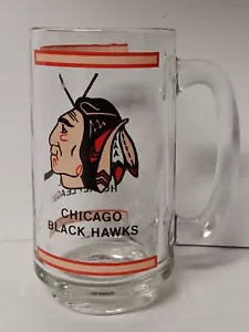 Vintage NHL Chicago Blackhawks Original 14 oz. Glass Beer Mug Stein w/ Handle - Picture 1 of 3