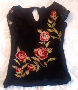 Vtg y2k Candies Tank Top SZ M Lace Floral Cottagecore Embrodiery Whimsigoth - Picture 1 of 15