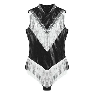 Womens Leotard Catsuit Jumpsuit Festival Costume Fringed Bodysuit Cheerleading - Picture 1 of 67