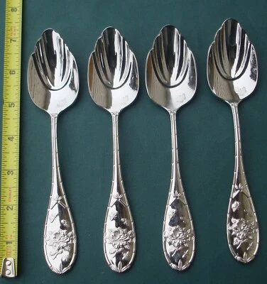 Portmeirion JARDÍN BOTÁNICO 4 cucharas de postre todo inoxidable floral 7" elegante estriado Foto 1 de 3