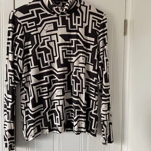 H&M Richard Allen XL black & cream roll neck jersey Top long sleeve Strech New - Picture 1 of 3
