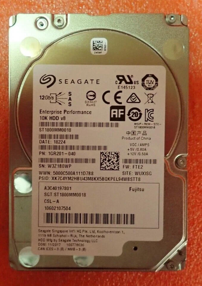 Fujitsu 1.8TB 10K SAS 12G 512e 2.5" Hot-Plug HDD Hard Drive S26361-F4041-L180 - Image 1 of 4