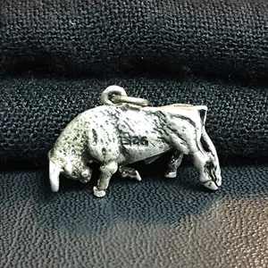 Massiver 925 Vintage 1" Sterling Silber Mad Bull Charm Anhänger 5,8 gr - Bild 1 von 12
