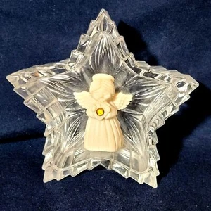 Stella in vetro con pietra nascita angelo novembre citrino intaglio statuina alta 4,25” - Foto 1 di 5