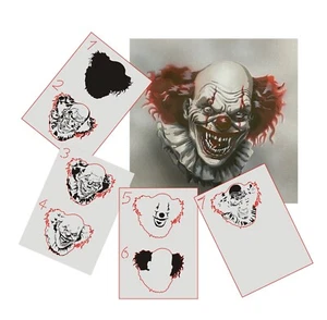 AS-375 Evil Clown step by step stencil template acryl airbrush spray wall paint - Bild 1 von 3