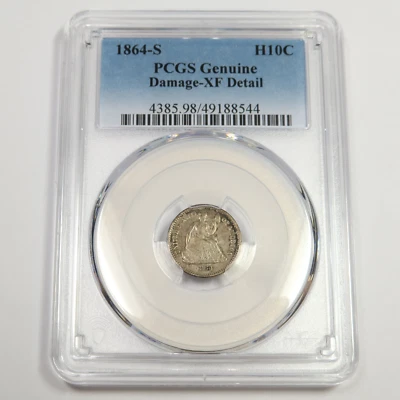 1864 S PCGS XF Detail - Silver Seated Half Dime H10C US Coin #49922A - Image 1 of 2