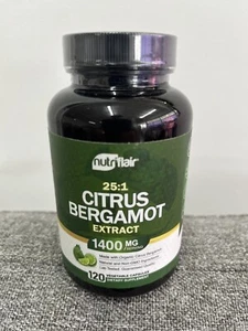 NutriFlair Organic Citrus Bergamot 1400mg 120 Capsules 25:1 Supplement Oct 2027 - Picture 1 of 4