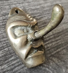 Japanische Tengu Langnasenmaske Messing Haken Theater Dämon Kabuki Vintage selten - Bild 1 von 8