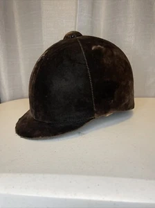 Casco ecuestre inglés de terciopelo marrón oscuro vintage (montar a caballo), talla 7 - Imagen 1 de 10
