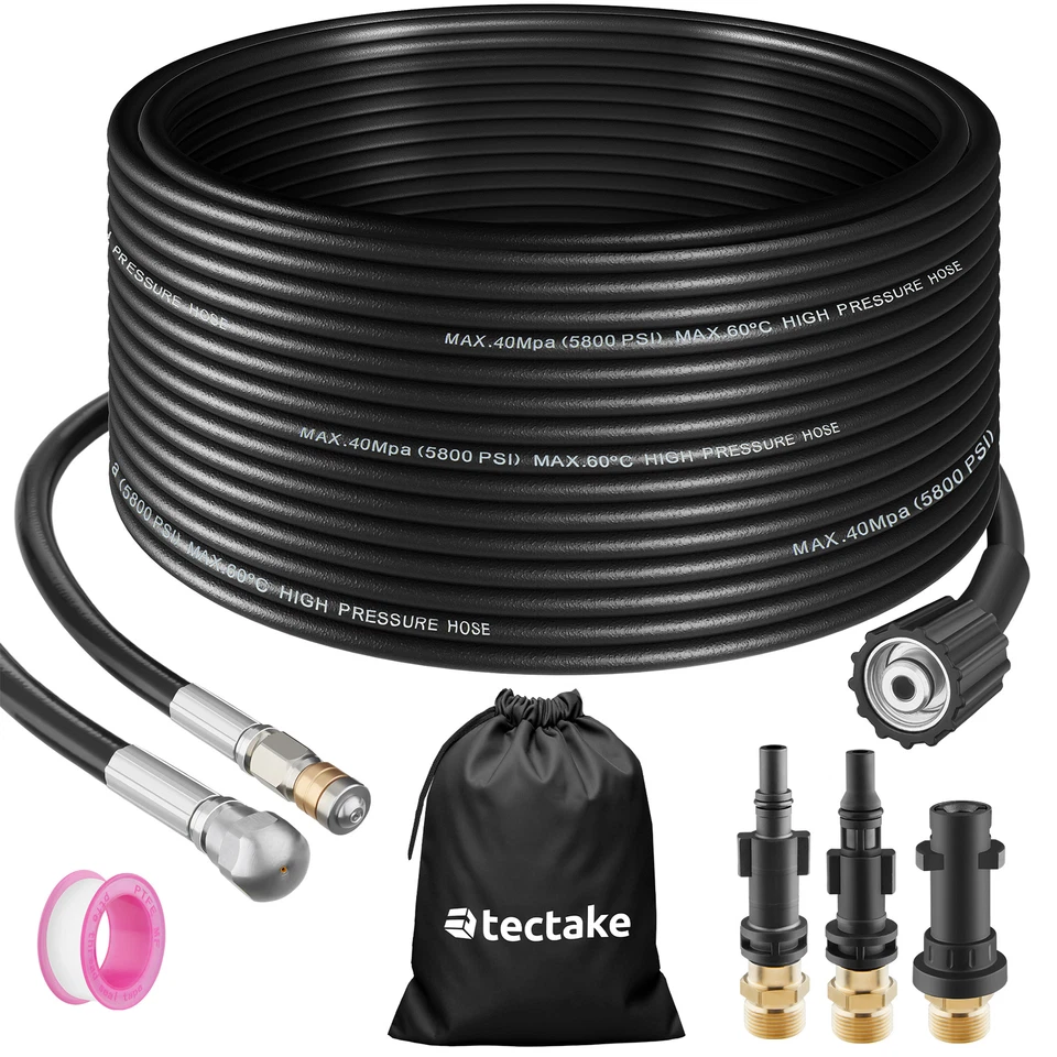TECTAKE GMBH Sonda Spurgatubi Idropulitrice Compatibile 8 Pezzi Adattatori Nastro Isolante