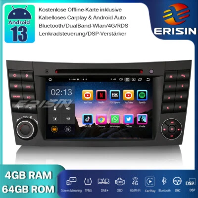 8-Kern CarPlay Android 13 DAB+Autoradio GPS Für Mercedes E/CLS Klasse W211 W219 - Bild 1 von 4