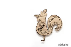 Rooster Engraved Wood Wall Clock - Kids Nursery Room - Baby Room - Picture 1 of 4