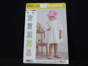 2018 SIMPLICITY SEWING PATTERN # 8563 ~GIRLS EASY DRESSES & HATS~SIZES 1/2-1-2-3 - Picture 1 of 8