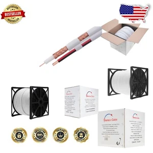 Durable 500FT White Coaxial RG59 Cable - Ideal for CCTV & Antenna Connections - Picture 1 of 8