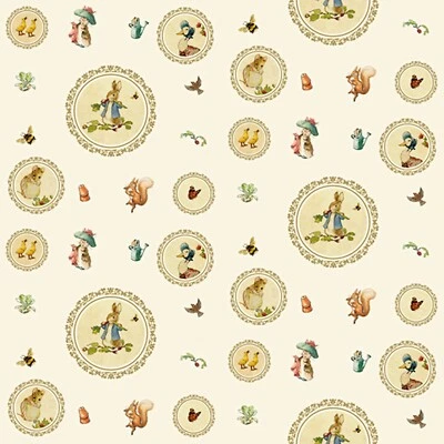 Dollhouse Miniature Wallpaper 1:12 Peter Rabbit Baby Wallpaper Nursery Jemima - Image 1 of 3