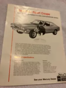 Single Page 1972 Mercury Capri V-6 Dealer Sales Brochure - Picture 1 of 1