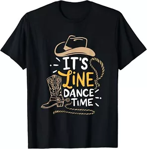 Funny Line Dance It's Line Dance Time Country Western Boots T-Shirt Hoodie - Picture 1 of 14