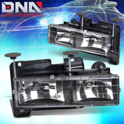 Lámpara de faros negros para camioneta Chevy GMC C1500 C2500 K2500 K3500 C10 1988-2004 Foto 1 de 2