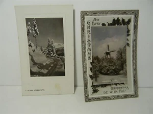 Vintage c1910 Weihnachten RPPC auf Bromid Papier Lot von 2 Postkarten - P31 - Bild 1 von 9