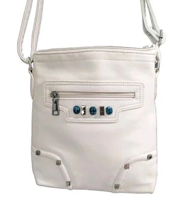 Naturalizer Crossbody Bag White Jesse Soft Faux Leather Studded Vegan New *READ - Picture 1 of 7