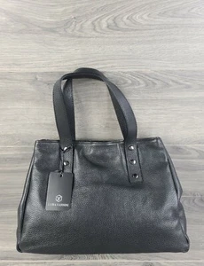 Bolso de mano Luisa Vannini grande de cuero italiano con asa superior (negro) - Imagen 1 de 9