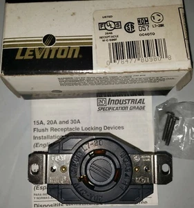 Leviton 2330 NEMA L7-20 Single Locking Receptacle 20A, 277V, 2P, 3W, USA Made - Picture 1 of 3