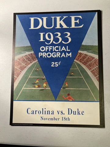 1933 Duke Blue Devil Vs Virginia Vintage Football Poster - Great For Framing Cover