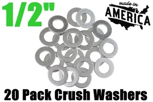 20 Pack - 1/2" Aluminum Oil/Coolant Crush Washers / Drain Plug Seal Ring Gasket - Bild 1 von 3