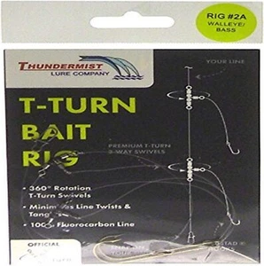 Thundermist Lure Company Bass Walleye Trout & Pike T-Turn Bait Rig, Clear - Picture 1 of 1