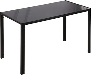 Dining Table Black Tempered Glass Steel Frame 120 x 75 x 60cm Seats Four Person - Picture 1 of 9