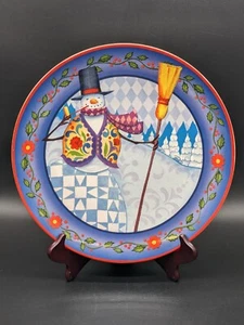 Piatto folk invernale Jim Shore pupazzo di neve Natale bacche di agrifoglio - Foto 1 di 3