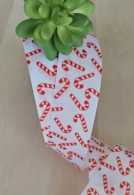 Caramelo de Navidad de 5/8, 7/8 y 1,5” (1 yarda) caña de caramelo cinta de grosgrain menta  Foto 1 de 2