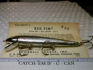 Cordell's ROT-FLOSSE - #854 - SCHWER 4-3/8 ZOLL. LANGER VINTAGE - CATCH-EM IF-U-CAN - Bild 1 von 5