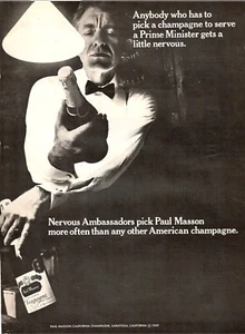 VINTAGE 1969 Paul Masson Champaign Print Ad Bar Decor - Picture 1 of 1